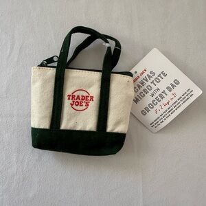 Trader Joes Canvas Micro Tote with grocery bag 2 in 1
